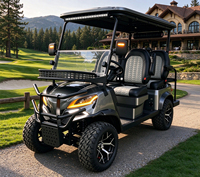 Voiturette de golf électrique avec panier de chargement extensible, 4 places, batterie lithium 72V, couleurs de sièges extérieurs personnalisables, moteur 7KW
