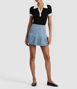 Jupe crayon en denim délavé vintage avec détails boutonnés pour l'automne/hiver/printemps, jupe décontractée - Product Image 3