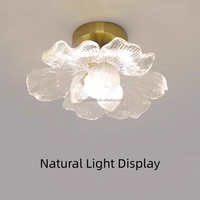Plafonnier moderne européen en forme de fleur, en résine, avec source lumineuse LED, montage en surface pour salle de bain, 3500K, lumière chaude