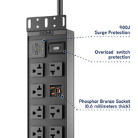 ETL 19-Zoll Rack-Verteilerbox mit 16 US-Steckdosen, Überlastschutz, 900J Überspannungsschutz, 12 AWG US-Kabel und Steckerleiste