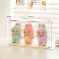 Boîte de présentation transparente tout-en-un pour poupées en peluche Labubu, organisateur de rangement anti-poussière pour figurines avec crochet