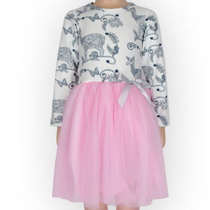 Personnalisation d'impression numérique, robe de princesse pour bébé fille, vêtements de boutique de Noël, robe à manches longues en tulle plissé - Product Image 3