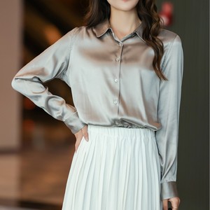 Camisa de Seda para Mujer, Estilo Profesional, Combinación de Colores, Manga Larga, Blusa a la Moda - Product Image 4