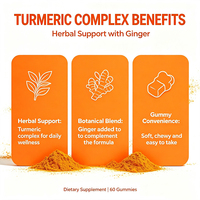 Gummies au curcuma et au gingembre très vendues, antioxydant, soutien immunitaire, complément alimentaire, 60 unités, durée de conservation de 24 mois