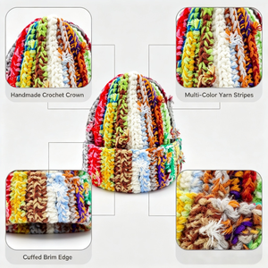 Nouveaux Bonnets en Crochet Faits Main pour Femmes, Mode 2025, Chapeaux d'Hiver Jacquard - Product Image 2