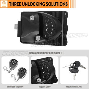 Serrure de porte sans clé pour camping-car, serrures de porte électriques sans clé pour caravane avec 2 télécommandes, verrouillage et mode silencieux - Product Image 3
