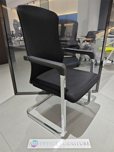 เก้าอี้สำนักงานตามหลักสรีรศาสตร์พร้อมพนักพิงศีรษะแบบปรับได้ดีไซน์ทันสมัยและขาแบบคงที่-เก้าอี้คอมพิวเตอร์สำหรับประชุมเก้าอี้ตาข่ายสีดำ - Product Image 3