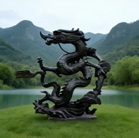 Statue de dragon en bronze 3D antique traditionnelle personnalisée et artisanale pour la décoration extérieure des parcs publics par Bringfine Model BF2603065