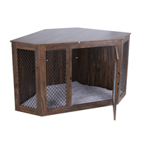 Meuble pour chien avec coussin, portes doubles en bois de taille moyenne, niche d'intérieur, table d'appoint
