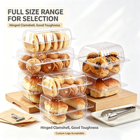 Contenitori per prodotti da forno in PET con coperchio a cerniera, multi-misura, robusti, trasparenti, per pane e pasticcini, personalizzabili con logo - Vendita all'ingrosso