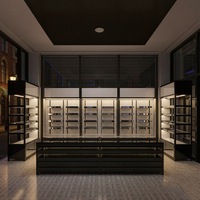 Aménagement de magasin de cosmétiques noir et blanc, présentoirs sur mesure pour maquillage, étagères LED, gondoles, comptoirs, équipement de magasin, OEM ODM