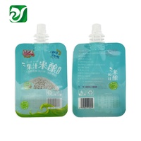 Pochette à bec en plastique 60ml 80ml 100ml imprimé buse transparente Doypack sacs d'emballage de jus de vin debout