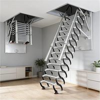 Escalier de grenier télescopique électrique automatique au design moderne en alliage d'aluminium pour usage domestique, à montage sur toit