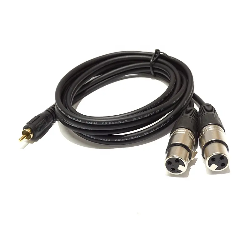 RCA Male to Dual XLR 3PIN Female Y Splitter Cable for Microphone DMX Cable RCA to XLR Converter