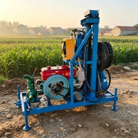 Machine de forage rotative portable à moteur diesel, mini, sur roues, pour puits d'eau, profondeur 200m, pour équipement de forage