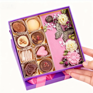Boîte à chocolats en papier vide pour le Nouvel An, boîte à truffes carrée à 9 compartiments, pour la maison ou le bureau - Product Image 1