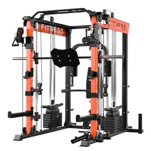 Multifunktionale Smith-Maschine Portale Heim-Fitnessausrüstung-Set Bank-Press-Hocker-Rack Trainings-Fluggestell