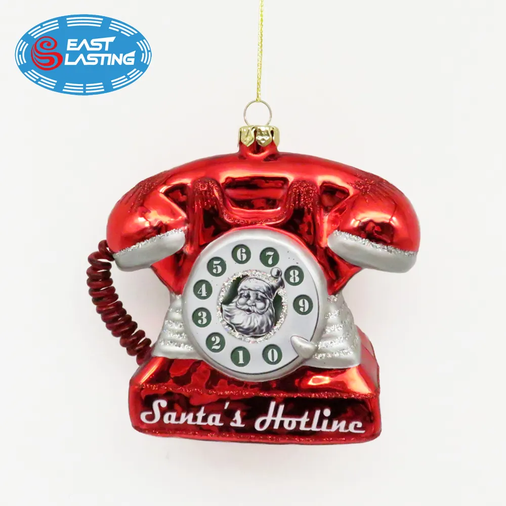 Painted Glass Christmas Ornament Hanging Christmas Glass Figurines Santa Hotline For Decorative Your Christmas Tree