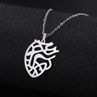 Collier pendentif cœur creux Dina unisexe en acier inoxydable, chaîne de clavicule tendance, bijou médical, cadeau, plaqué or 18 carats argenté