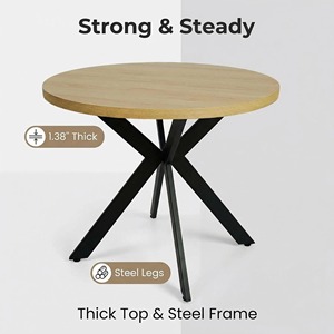 Tavolo da Pranzo Moderno per 4/6/8 Persone, Tavolo Rotondo Alto in Legno con Gambe in Metallo per Arredamento Casa - Product Image 4