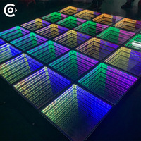 Plancher de danse LED interactif 3D magnétique, éclairage de scène direct d'usine, miroirs infinis, DJ DMX RGB, danse, mariage, discothèque