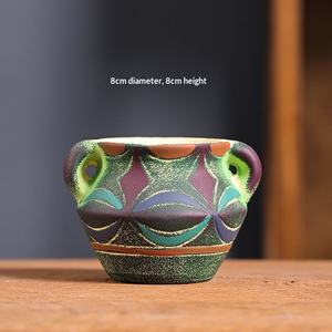 Petit pot de fleurs en céramique créatif pour succulentes méditerranéennes, pot en argile à contrôle de racine rouge, vente en gros à prix réduit - Product Image 3