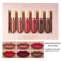 Produk Laris Lintas Negara Handaiyan 6-Piece Waterproof Non-Stick Matte Rose Mineral Lip Gloss Liquid Lipstick Set Grosir