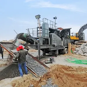 Mobil kompakt Set çakıl kaya beton kırma tesisi, taşınabilir granit kireçtaşı kırma makinesi, madencilik kırma tarama ile