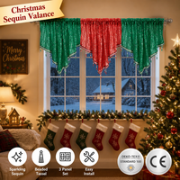 Aodu Cantonnière de Noël à Paillettes et Franges à Glands Triangulaires pour Fenêtre, Rouge et Vert, Festif, Vente en Gros, Direct Usine