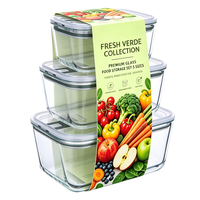 Contenants de rangement en verre transparent pour cuisine, boîtes alimentaires hermétiques pour l'organisation du réfrigérateur, les collations, les fruits et la préparation des repas (vente en gros)