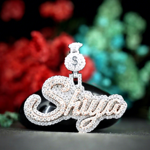 Phoenix Rose Gold Plated Moissanite Pave Style Wedding Pendant Necklace Unisex Hiphop Letter Design 925 Silver Jewelry - Product Image 1