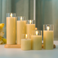 Bougies sans flamme scintillantes en verre, bougies piliers en cire véritable, bougies LED à piles avec télécommande et minuterie, décoration d'intérieur