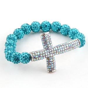 Women Fashion 10mm Rhinestone Pave Ball Beads <strong>Crystal</strong> Pave Charm Energy <strong>Bracelets</strong> Cross <strong>Bracelet</strong> - Product Image 5