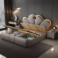 2026 Gepolstertes Einzel-, Doppel- und Kingsize-Etagenbett mit Stauraum, weiches Schlafzimmermöbel-Design aus Leder