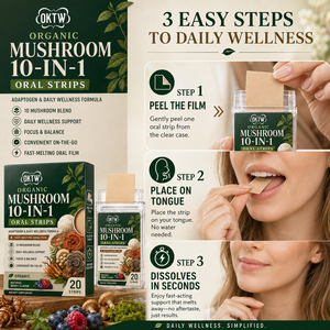 OKTW Bandes Orales Bio aux Champignons 10-en-1 à Dissolution Rapide Saveur Baies Soutien Immunitaire Clarté Mentale Bien-être 20 Bandes - Product Image 5