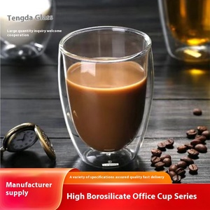 Tasse à café en verre borosilicate double couche <span class=keywords><strong>sans</strong></span> poignée de 80ml avec <span class=keywords><strong>grand</strong></span> couvercle de ventre Design classique pour la maison ou les fêtes - Product Image 6