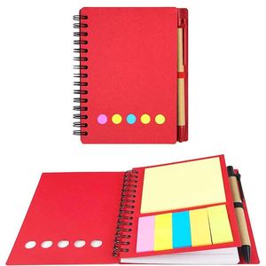 Carnet à couverture kraft avec notes autocollantes en papier écologique et stylo à bille pour mémos - Product Image 2
