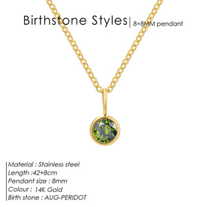 <span class=keywords><strong>Personalità</strong></span> femminile 12 mesi ciondolo con pietra <span class=keywords><strong>di</strong></span> nascita con strass colorati alla moda collana in acciaio inox catena a maglie all'ingrosso - Product Image 6