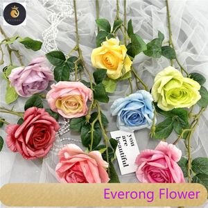 Rosa singola artificiale lustro perlaceo EV-215 rosa singola colorata decorazione per la casa rosa singola - Product Image 4