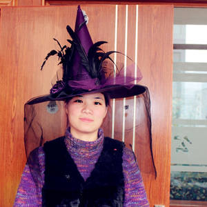 Sombrero de <span class=keywords><strong>bruja</strong></span> blanco y negro para el Carnaval Festival de fantasmas Baile Actuación de Halloween-Suministro de decoraciones para fiestas - Product Image 4