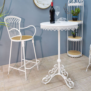 INNOVA European Rustic Style Round White Color Metal High Home <strong>bar</strong> Table Coffee Table for Hotel <strong>Pub</strong> - Product Image 4