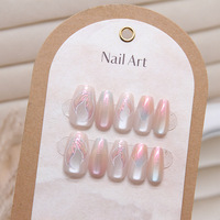 Lot de 10 Faux Ongles Œil de Chat Faits Main à Coller, Haute Qualité, Vente en Gros pour Professionnels
