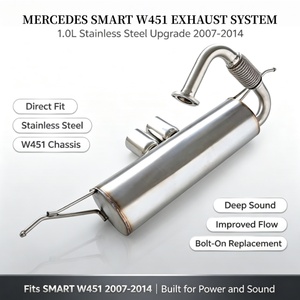 ท่อไอเสียแคทแบ็กสแตนเลสแบบอัพเกรดสมรรถนะสำหรับรถ SMART W451 1.0 ปี 2007-2014 ช่วยลดแรงดันย้อนกลับของไอเสีย - Product Image 1