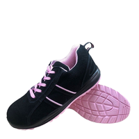 Chaussures de travail et de sport AOXIANG noires confortables et durables pour femmes, respirantes, en daim, avec semelle intermédiaire en PU, embout en acier, antidérapantes, décontractées, hiver-printemps