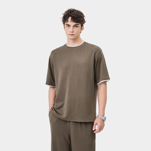 T-shirt Homme Col Rond Ample Personnalisable en Maille Unie de Haute Qualité, Coupe Oversize, Vente en Gros - Product Image 5
