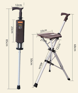 Bastón Plegable de Aluminio con Asiento, Bastón <span class=keywords><strong>para</strong></span> Caminar con un Solo Botón, Taburete Ligero y Portátil <span class=keywords><strong>para</strong></span> Personas Mayores - Product Image 4
