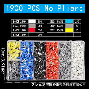 Kit de Terminales Tubulares VE 1900 Piezas, Alicates de Crimpado HSC8 6-4A, Conectores de Cable Industriales de 0.5-12mm, Entrada Frontal de Acero - Product Image 3
