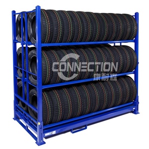 Có thể điều chỉnh sơn tĩnh điện thép Pallet lốp giá lưu trữ xếp chồng xe tải lốp giá có thể gập lại kho bền tùy chỉnh lốp giá - Product Image 3