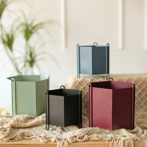 Mediados <span class=keywords><strong>de</strong></span> siglo <span class=keywords><strong>de</strong></span> interior al aire libre hexagonal olla <span class=keywords><strong>de</strong></span> Metal planta plantador Jardín <span class=keywords><strong>de</strong></span> la casa Decoración - Product Image 3