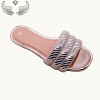 Sandales plates transparentes pour femmes, grande taille, avec strass, style estival, haute qualité